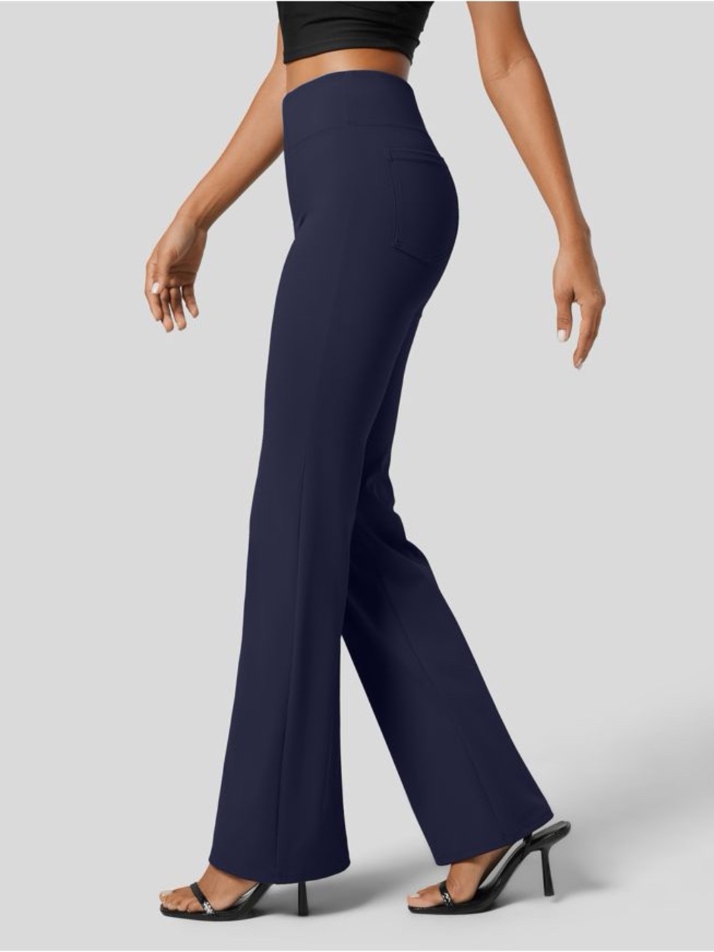 HALARA Navy Blue Flare Pants Mid Rise Size Medium